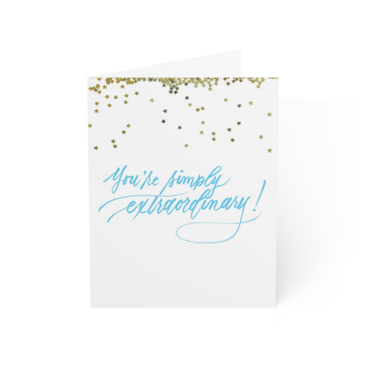 "You are simply extraordinary!" Sky Blue Thank You Greeting Card - Gratitude #08