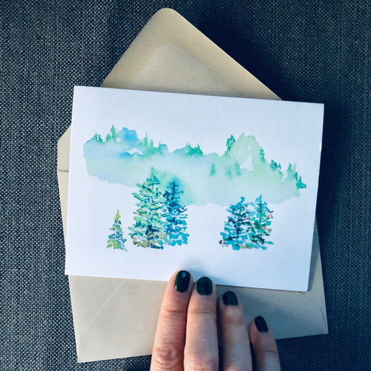 Watercolor Christmas Outdoors Holiday Card